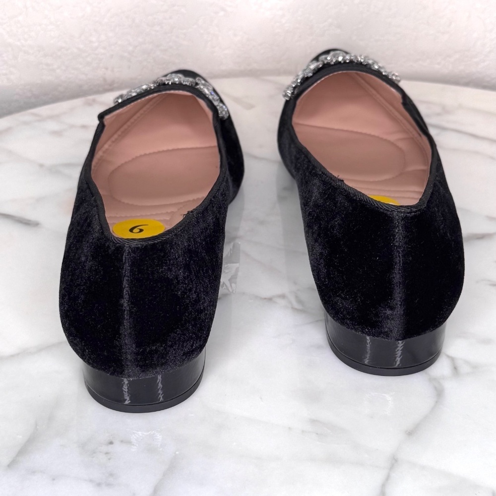 Adrienne Vittadini NIB Palo Flats Bejeweled point toe black Velvet,party,wedding - Picture 5 of 7